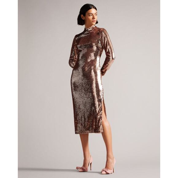 slim fit dress slacks Ivory Knot Front V-neck Sequin Mini Dress | Noosh main image 1